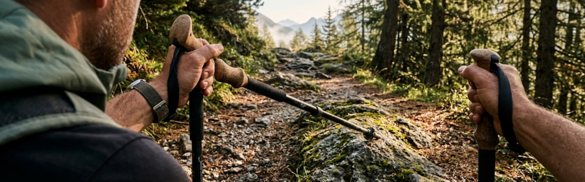 Wanderstöcke im alpinen Einsatz auf einem Hochgebirgsweg — Gipfeltest aggregiert Tests deutschsprachiger Outdoor-Magazine, Hersteller-Daten und Nutzererfahrungen zu Trekkingstöcken
